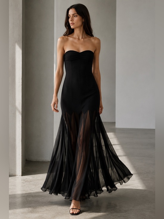 Zara Dresses & Skirts - Zara Semi-Sheer Strapless Maxi Dress | NWT | Size Medium